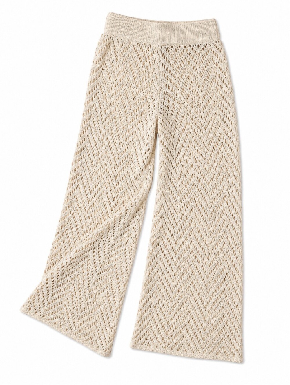 Sincerely Jules Crochet Knit Pants XL Cream Boho Resort Lounge Beach Coverup